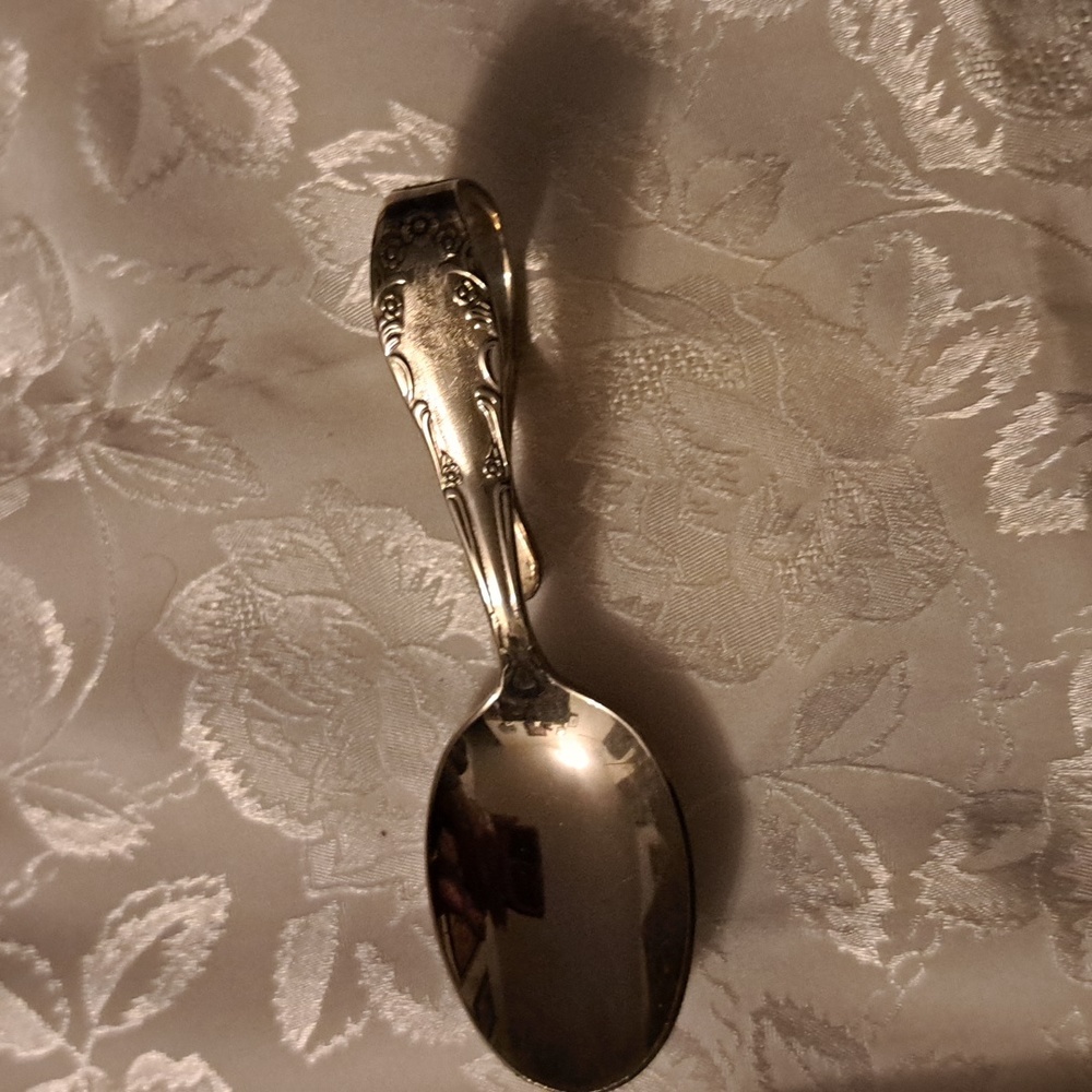 Silver plated spoon on steel